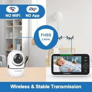 HelloBaby No WiFi Baby Monitor 5" Screen 30-Hour Battery Pan-Tilt-Zoom — image 3