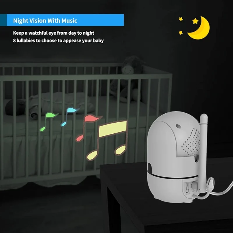 HelloBaby No WiFi Baby Monitor 5" Screen 30-Hour Battery Pan-Tilt-Zoom — image 8