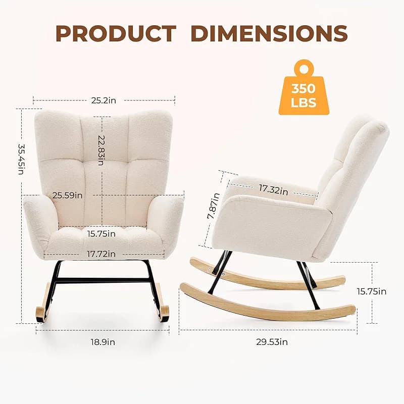 DUMOS Nursery Rocking Chair Teddy Upholstered — image 1