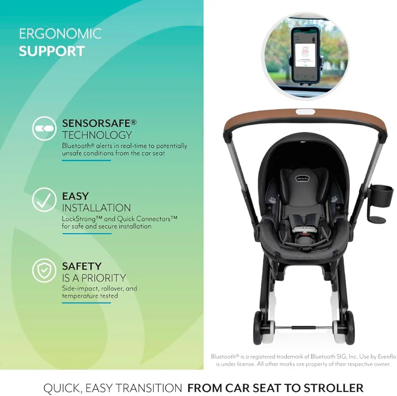 Evenflo Shyft DualRide Infant Car Seat Stroller Combo with Carryall — image 3