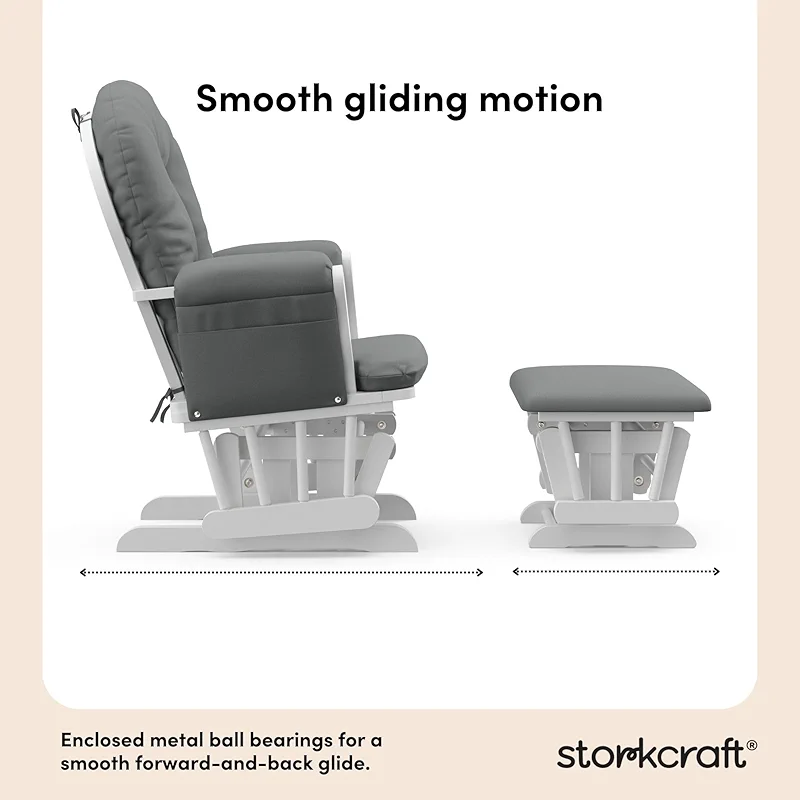Storkcraft Premium Hoop Glider & Ottoman (White/Gray) — GREENGUARD Gold — image 3