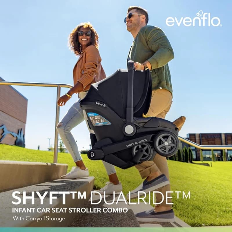 Evenflo Shyft DualRide Infant Car Seat Stroller Combo with Carryall — image 7