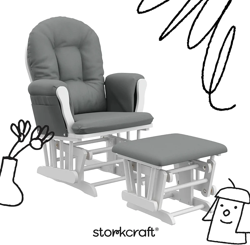 Storkcraft Premium Hoop Glider & Ottoman (White/Gray) — GREENGUARD Gold — image 5