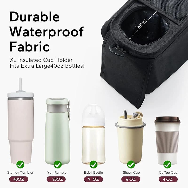 Momcozy Universal Stroller Organizer with Insulated Cup Holder Detachable — image 2