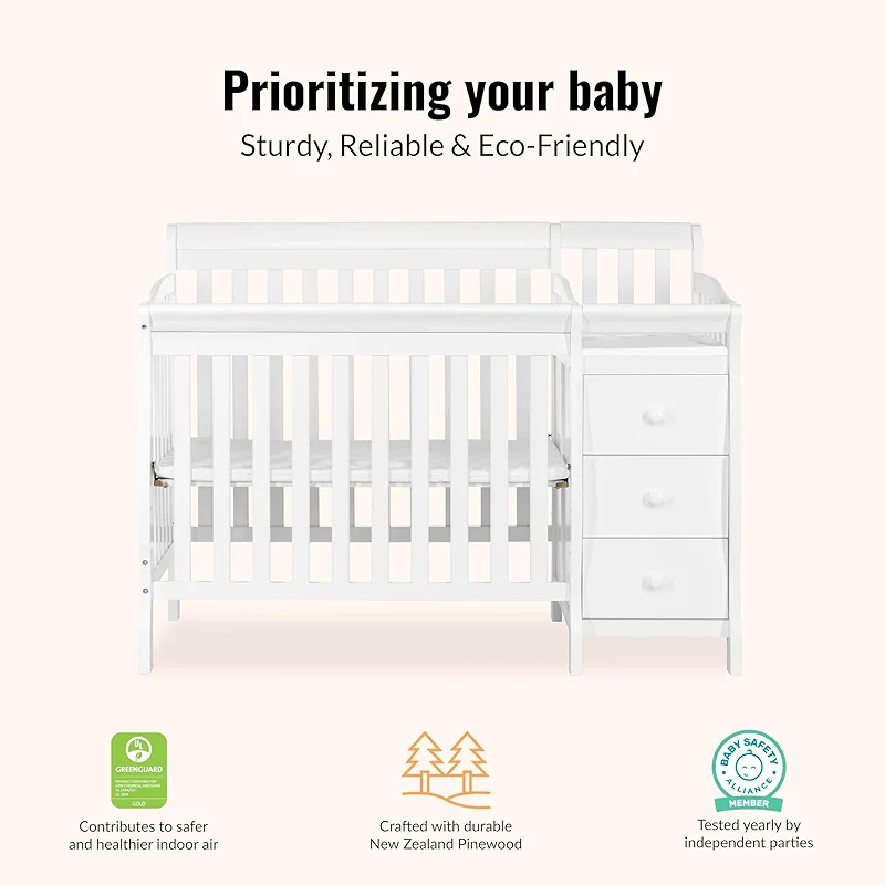 Dream On Me Jayden 4‑in‑1 Mini Convertible Baby Crib & Changer with — image 2