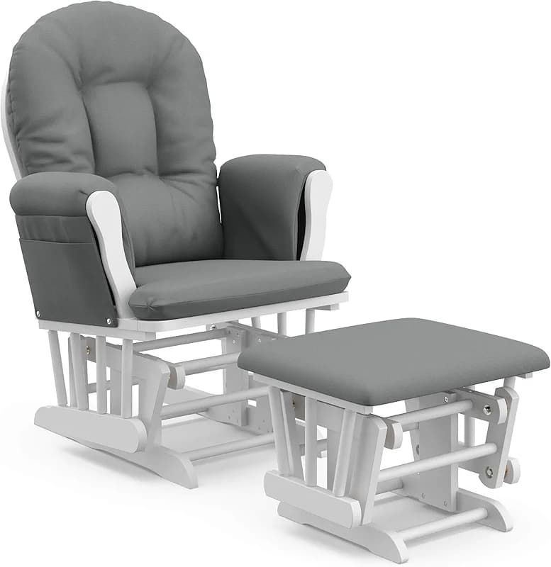Storkcraft Premium Hoop Glider & Ottoman (White/Gray) — GREENGUARD Gold — image 6