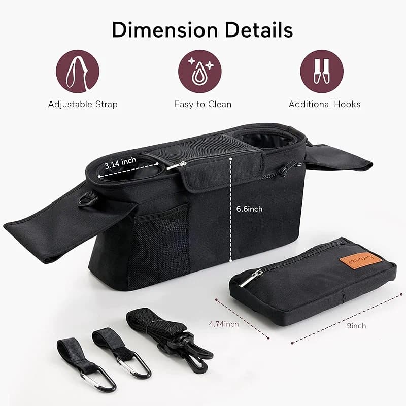 Momcozy Universal Stroller Organizer with Insulated Cup Holder Detachable — image 4