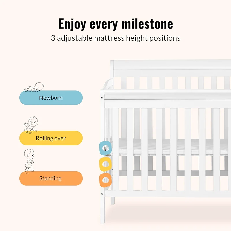 Dream On Me Jayden 4‑in‑1 Mini Convertible Baby Crib & Changer with — image 3