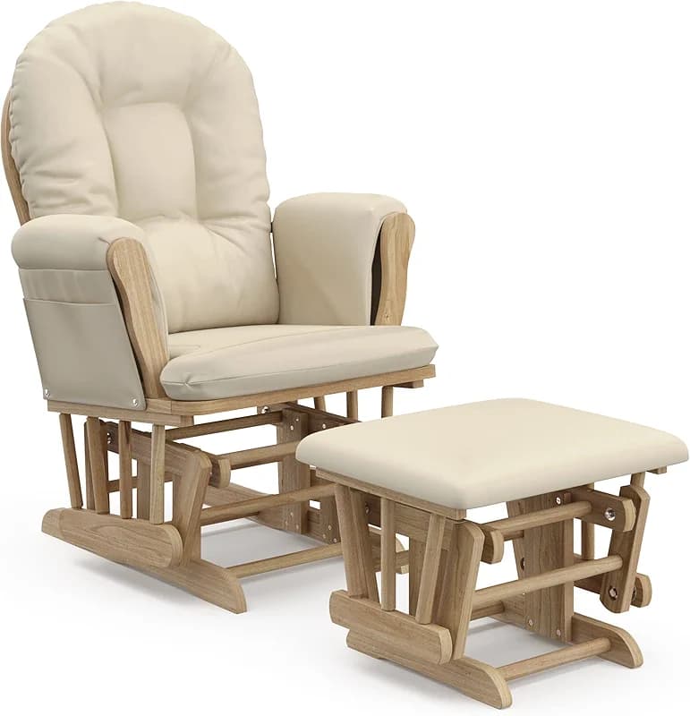Storkcraft Premium Hoop Glider & Ottoman (Natural/Beige) — GREENGUARD Gold — image 5
