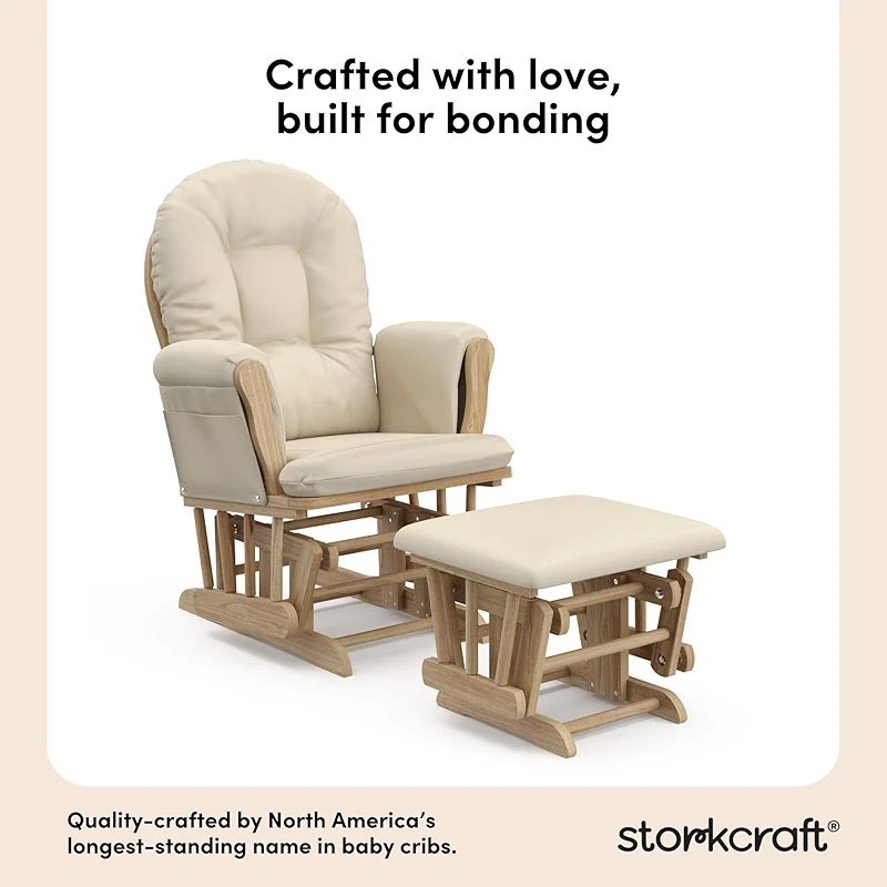Storkcraft Premium Hoop Glider & Ottoman (Natural/Beige) — GREENGUARD Gold — image 2