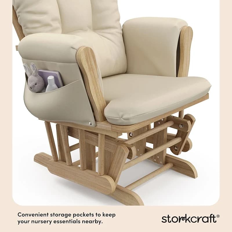 Storkcraft Premium Hoop Glider & Ottoman (Natural/Beige) — GREENGUARD Gold — image 8