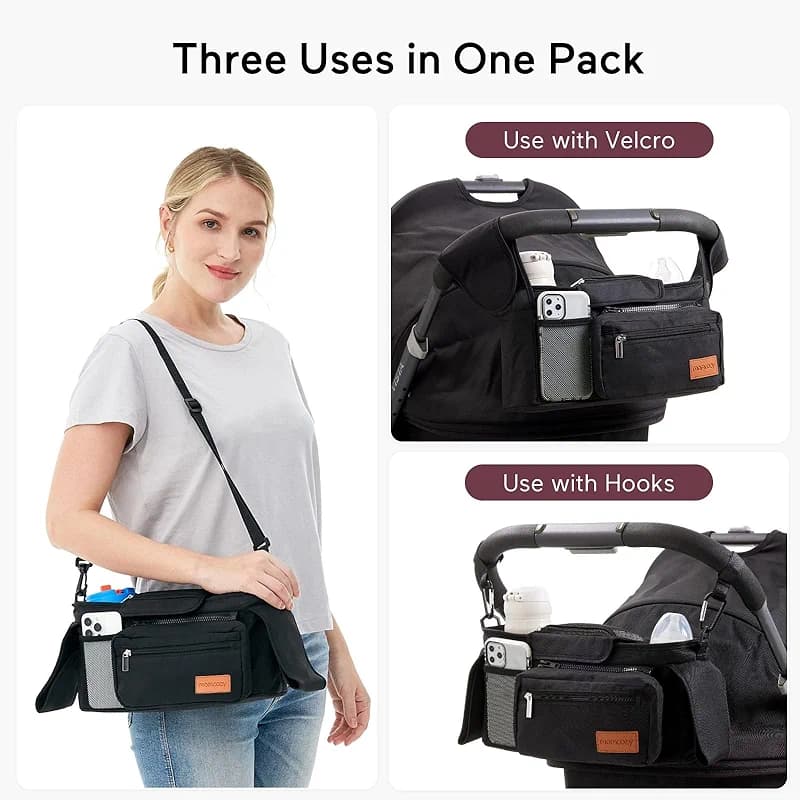 Momcozy Universal Stroller Organizer with Insulated Cup Holder Detachable — image 3