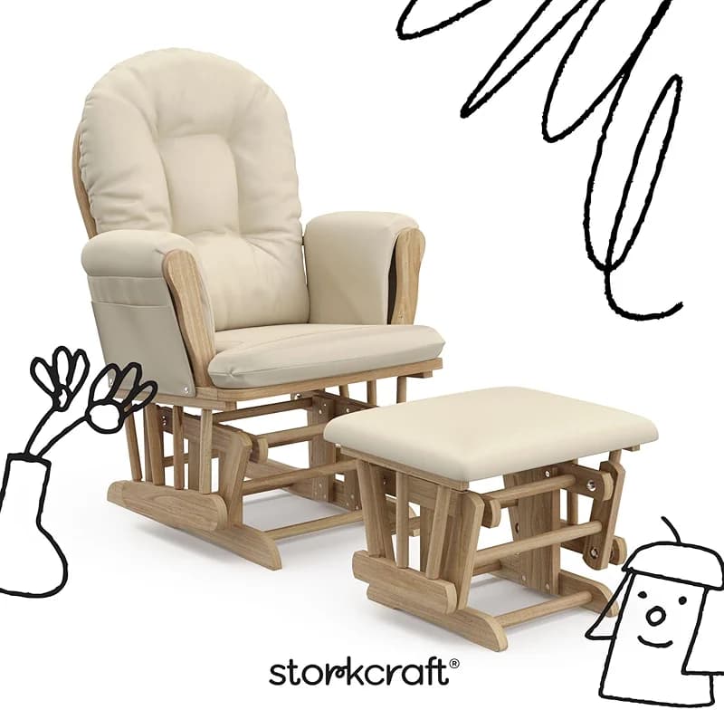 Storkcraft Premium Hoop Glider & Ottoman (Natural/Beige) — GREENGUARD Gold — image 4