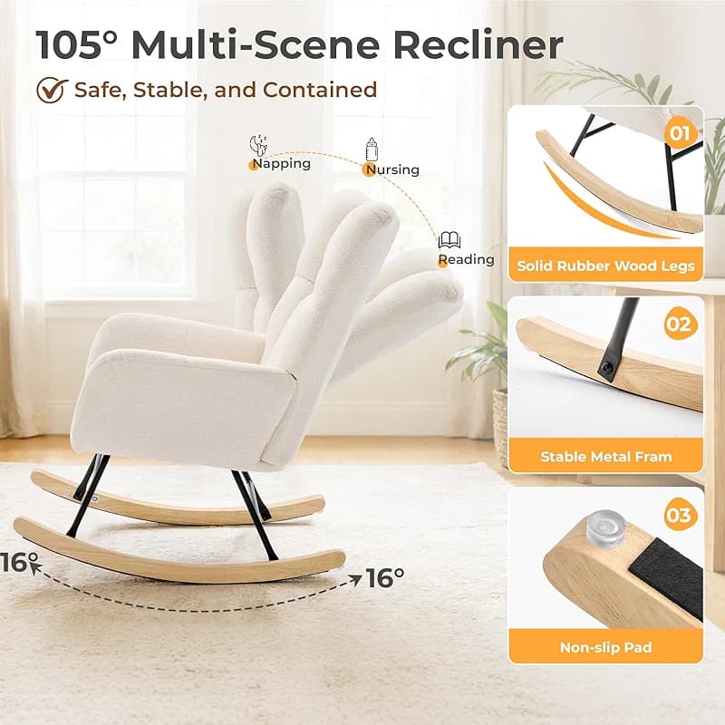 DUMOS Nursery Rocking Chair Teddy Upholstered — image 4