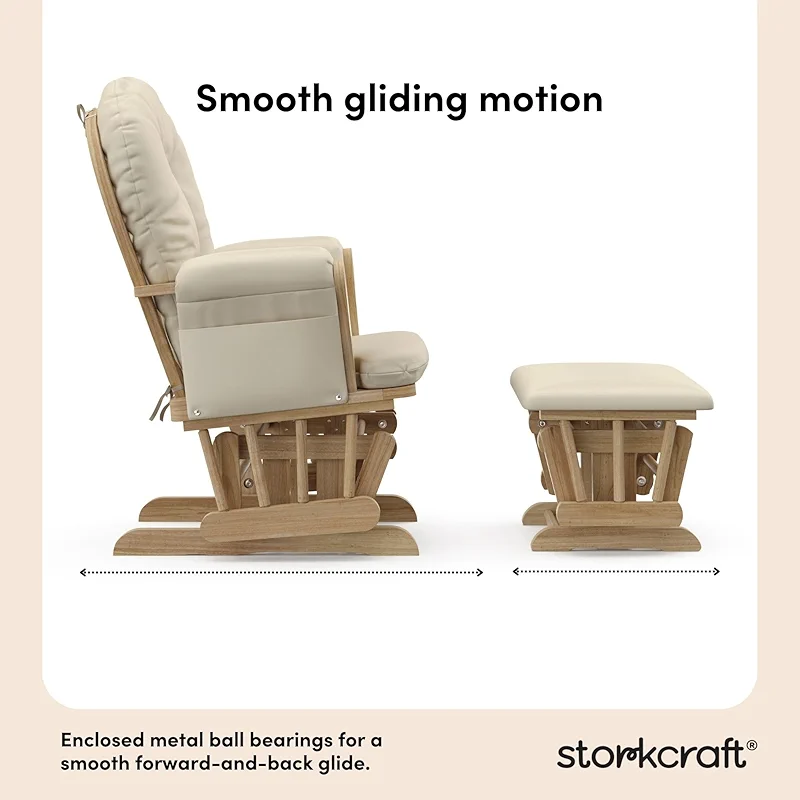 Storkcraft Premium Hoop Glider & Ottoman (Natural/Beige) — GREENGUARD Gold — image 3