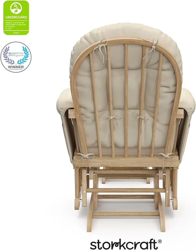 Storkcraft Premium Hoop Glider & Ottoman (Natural/Beige) — GREENGUARD Gold — image 7