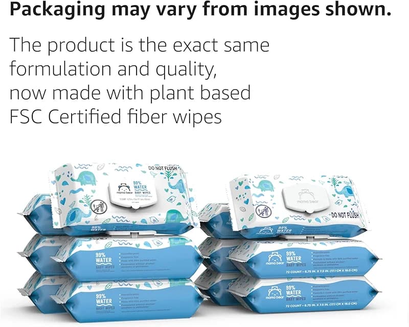 Amazon Brand - Mama Bear 99% Water Baby Wipes — image 3