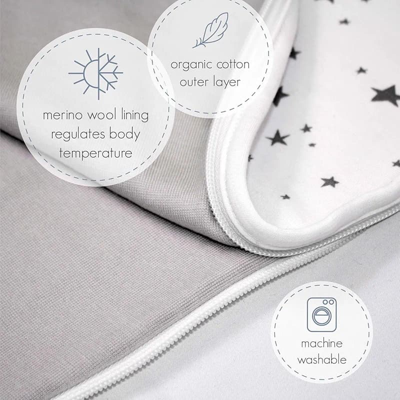 Woolino Merino Wool & Organic Cotton Baby Sleep Sack 2-24 Months – — image 6