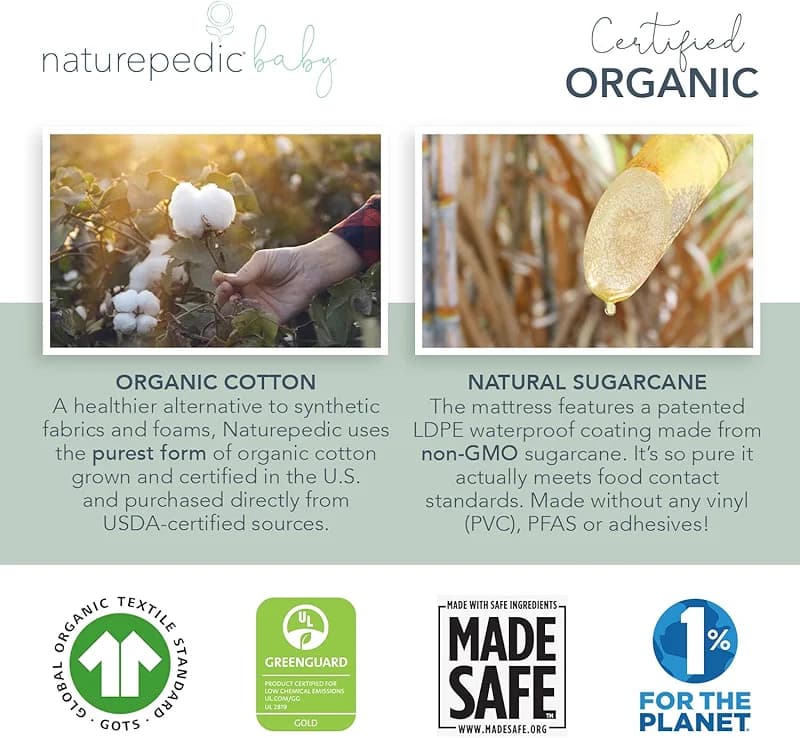 Naturepedic Organic Baby Crib Mattress - 2-Stage Lightweight Infant & — image 4