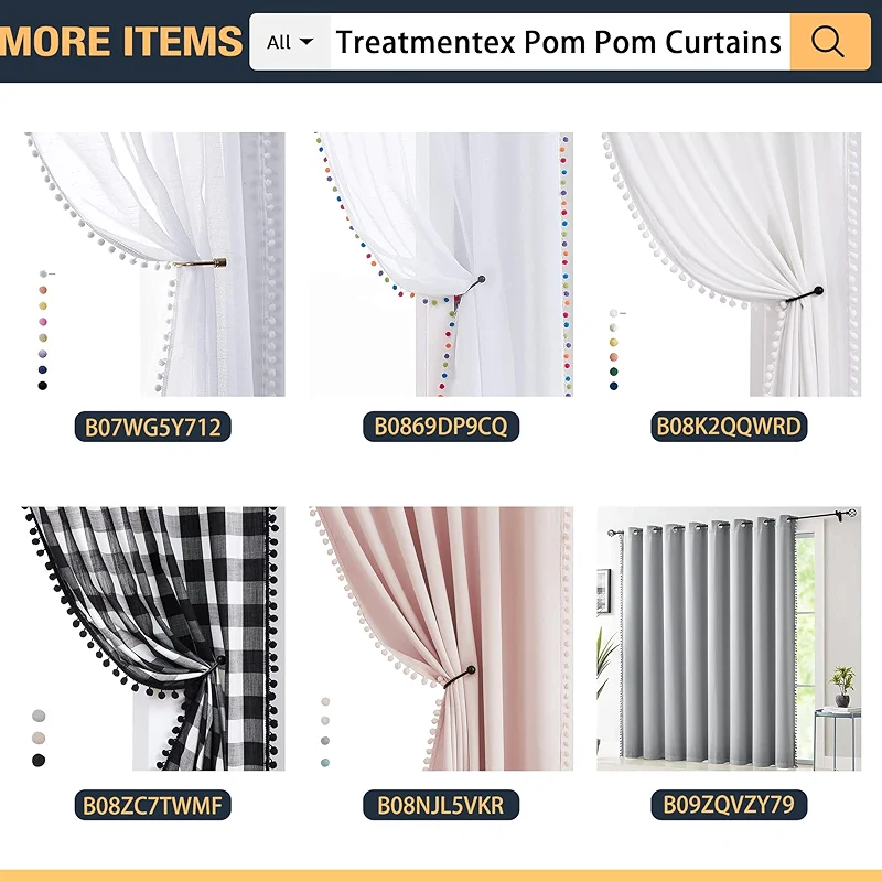 Treatmentex Pompom Blackout Curtains for Bedroom Pink Girls 84 inch Energy — image 3