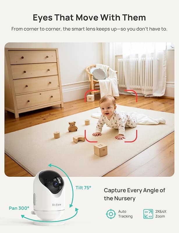 Dr.Care VistaView 5” Smart WiFi Baby Monitor with Clip Mount - 2K HD Camera — image 3