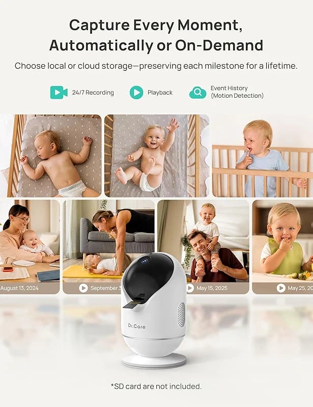Dr.Care VistaView 5” Smart WiFi Baby Monitor with Clip Mount - 2K HD Camera — image 5