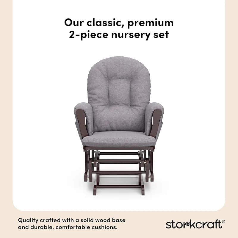 Storkcraft Premium Hoop Glider & Ottoman (Espresso/Gray Swirl) — — image 2