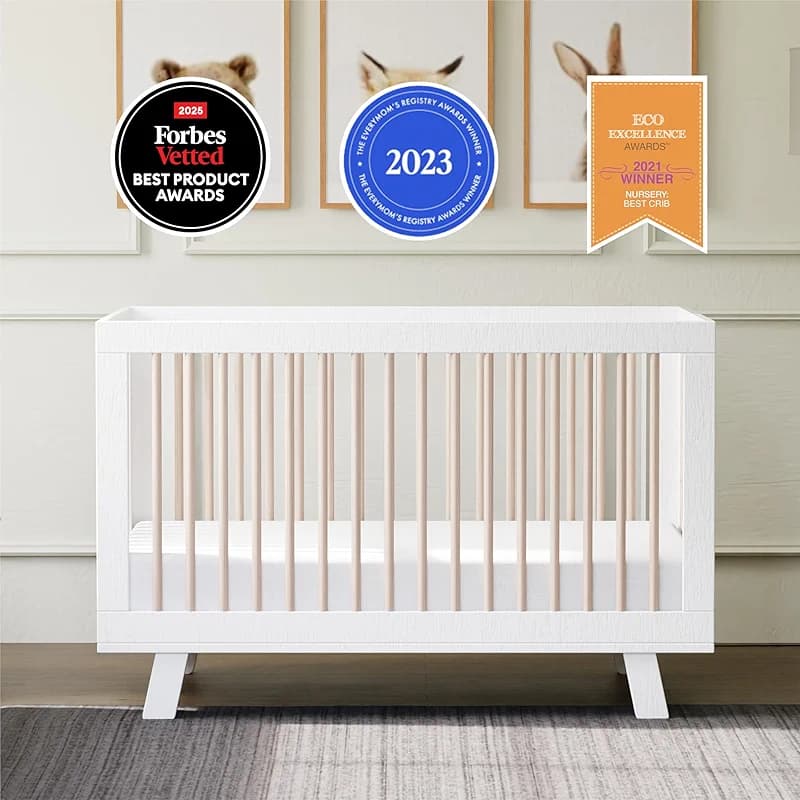 babyletto Hudson 3-in-1 Convertible Baby Crib with Wooden Toddler Bed & — image 2