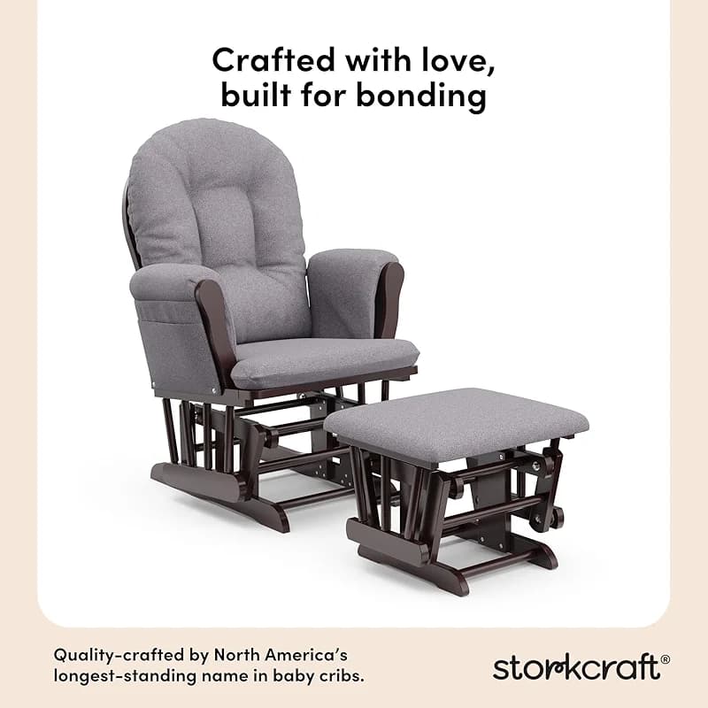 Storkcraft Premium Hoop Glider & Ottoman (Espresso/Gray Swirl) — — image 6