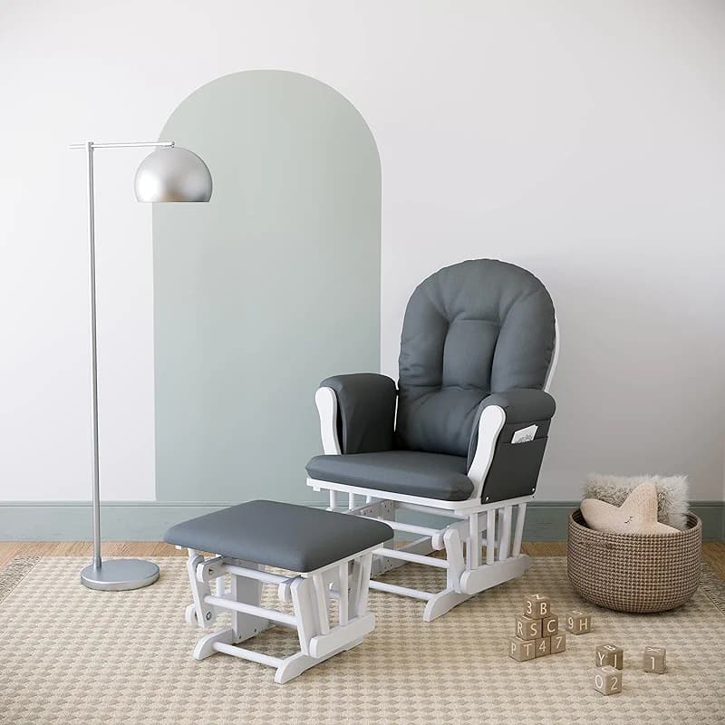 Storkcraft Premium Hoop Glider & Ottoman (White/Gray) — GREENGUARD Gold — image 8