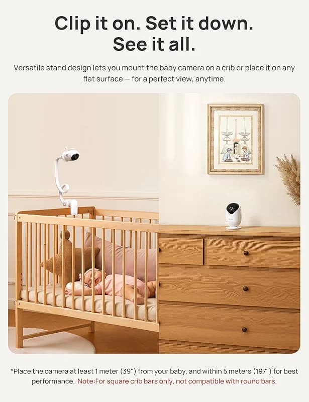 Dr.Care VistaView 5” Smart WiFi Baby Monitor with Clip Mount - 2K HD Camera — image 6
