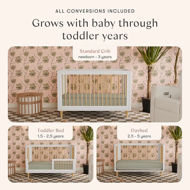 babyletto Lolly 3-in-1 Convertible Crib with Toddler Bed Conversion Kit in — image 5