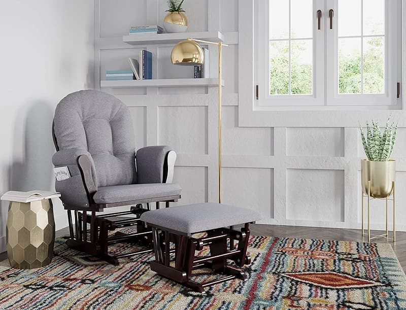 Storkcraft Premium Hoop Glider & Ottoman (Espresso/Gray Swirl) — — image 8