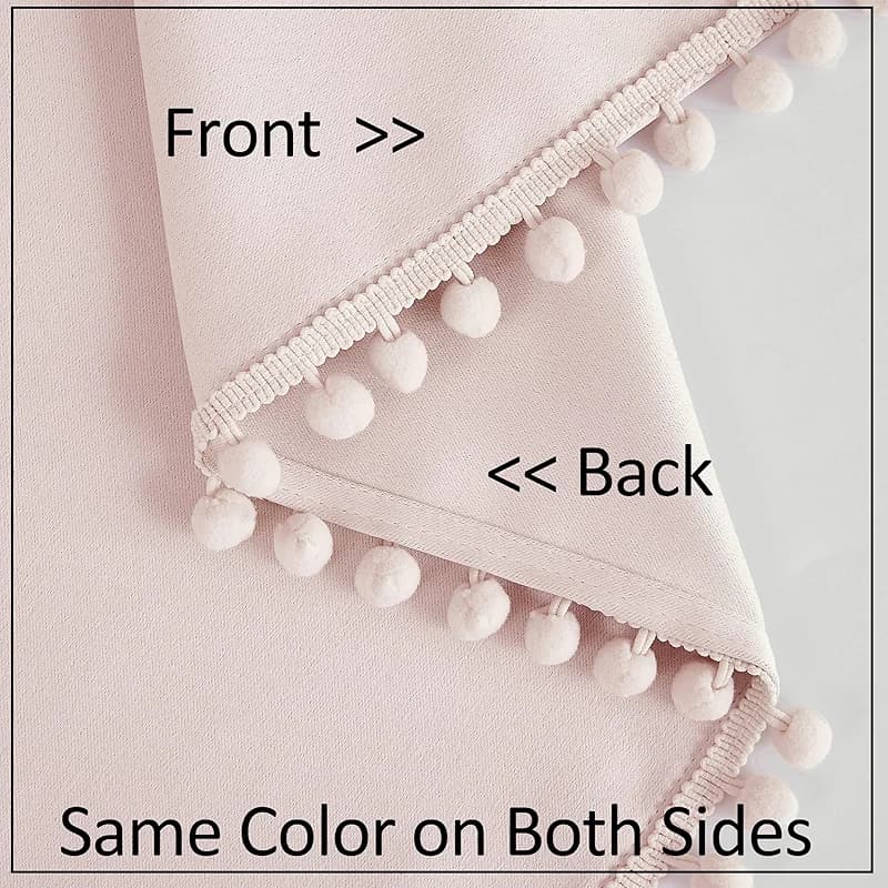 Treatmentex Pompom Blackout Curtains for Bedroom Pink Girls 84 inch Energy — image 6