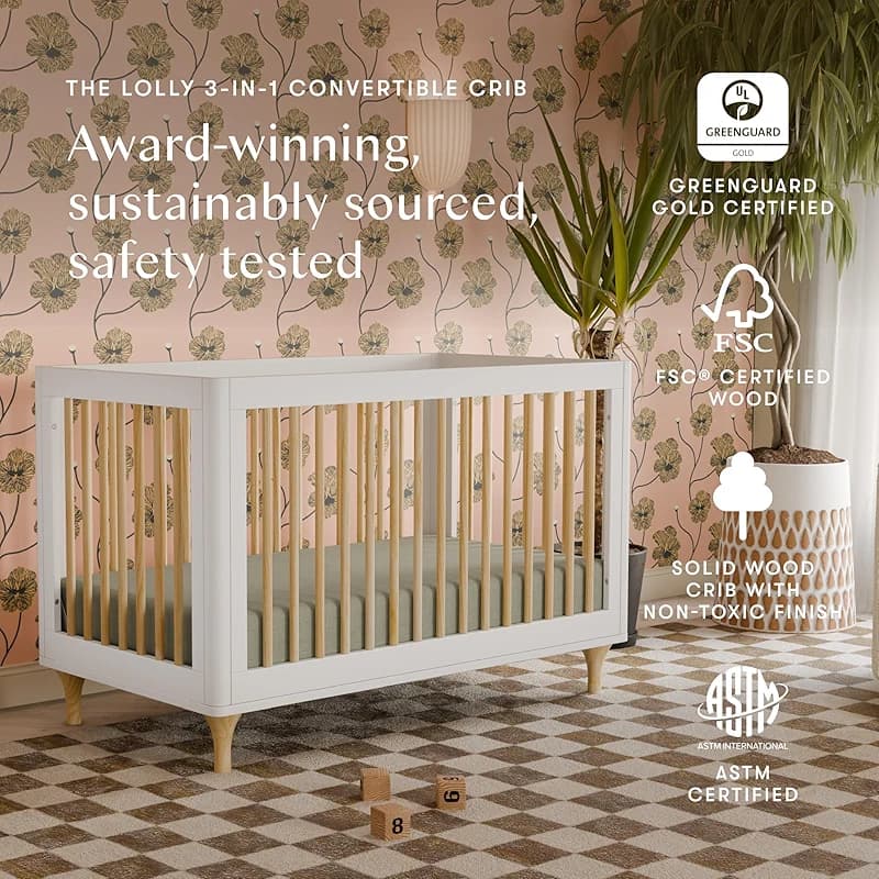 babyletto Lolly 3-in-1 Convertible Crib with Toddler Bed Conversion Kit in — image 7