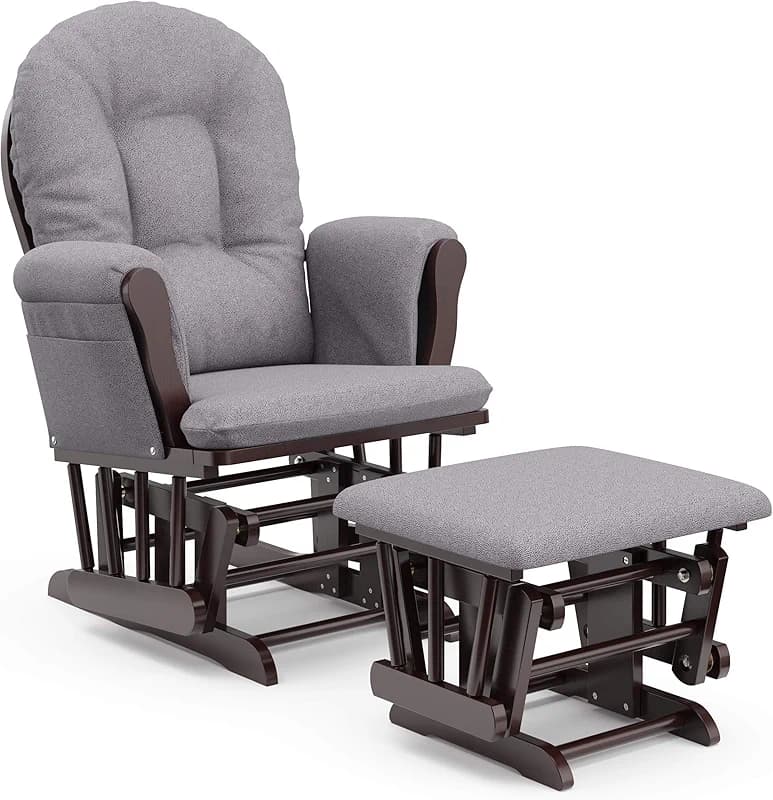 Storkcraft Premium Hoop Glider & Ottoman (Espresso/Gray Swirl) — — image 7