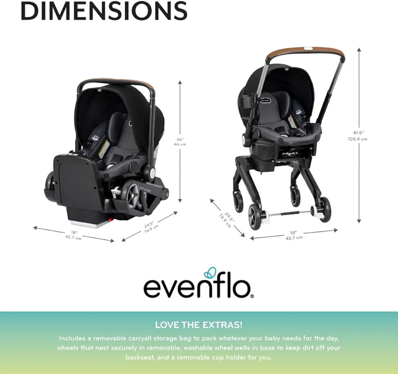 Evenflo Shyft DualRide Infant Car Seat Stroller Combo with Carryall