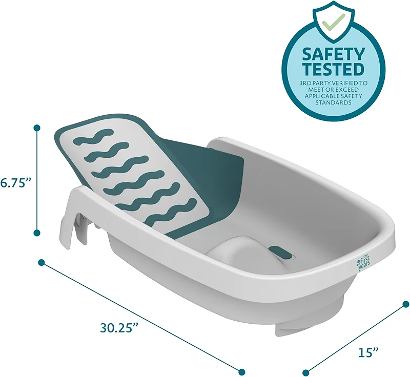 The First Years 4-in-1 Reclining Baby Bathtub – Grows-with-Baby Adjustable