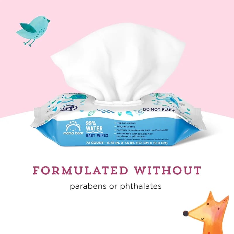Amazon Brand - Mama Bear 99% Water Baby Wipes
