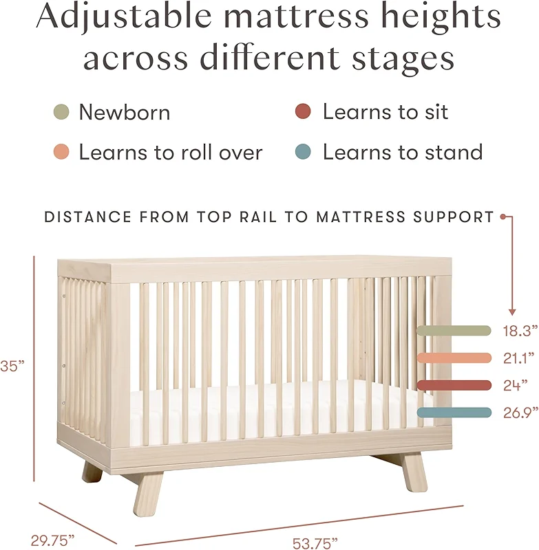 babyletto Hudson 3-in-1 Convertible Baby Crib - GREENGUARD Gold Certified