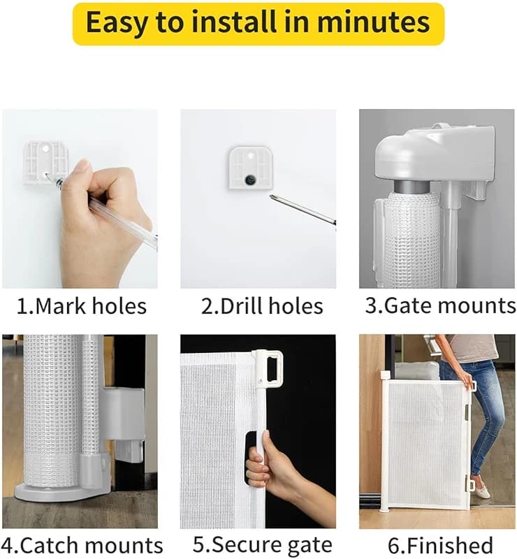 Retractable Baby Gate for Stairs – 33” Height
