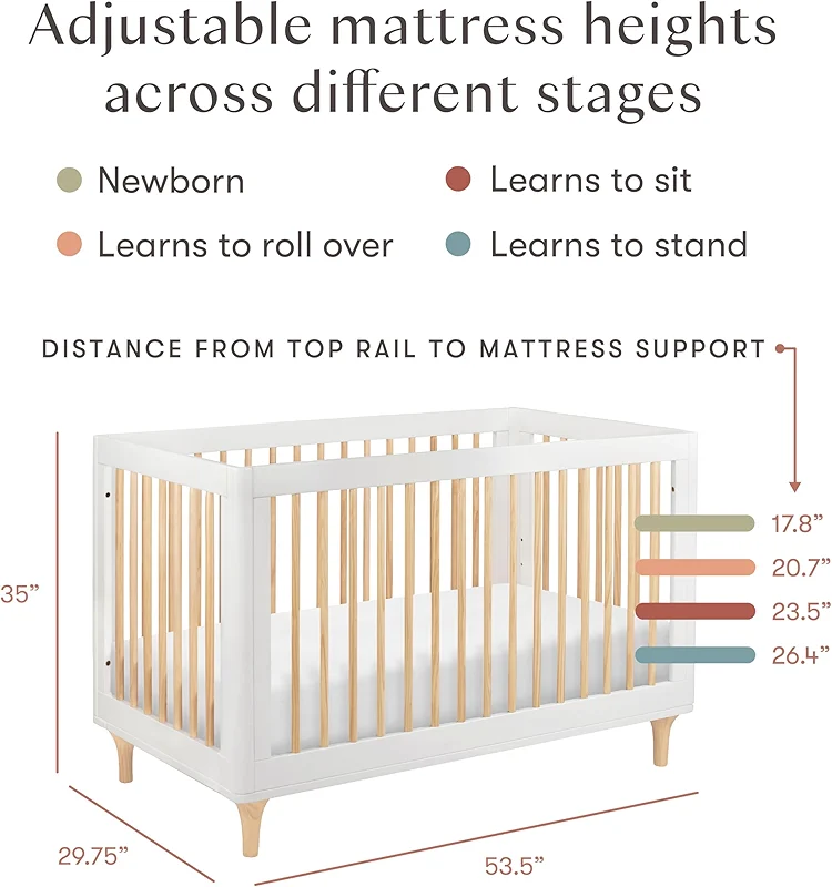 babyletto Lolly 3-in-1 Convertible Crib with Toddler Bed Conversion Kit in