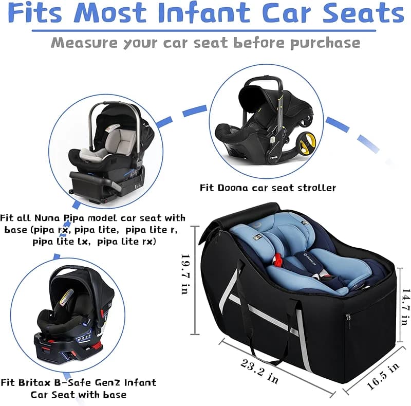 Infant Car Seat Travel Bag for Airplane Compatible with All Nuna Pipa Car